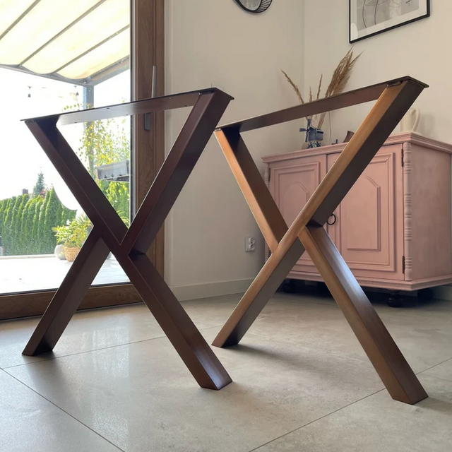 MRWUU designer metal dining table legs – industrial black steel legs 80x40 mm, ideal for modern UK & Irish homes.