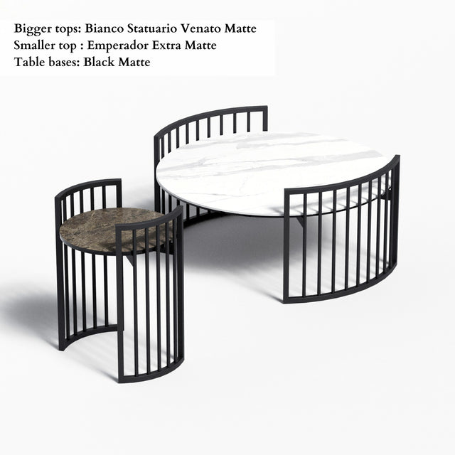 Modern Round Coffee Table With Ceramic Top, Side Table, OscO