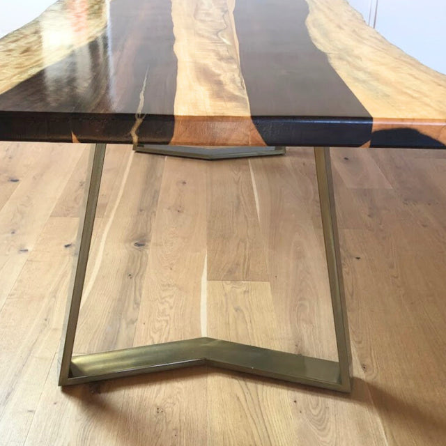 Trapezförmige Metallbeine YAKO 80.20 in Gold - 2er-Set für Tisch oder Schreibtisch