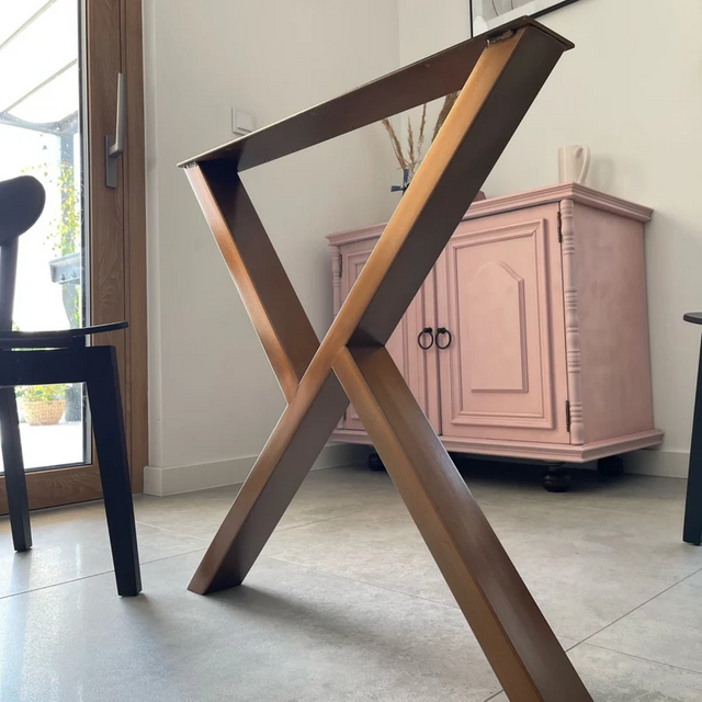 Modern black metal table legs – MRWUU design with 80x40 mm steel profile, handcrafted and suitable for British and Irish interiors